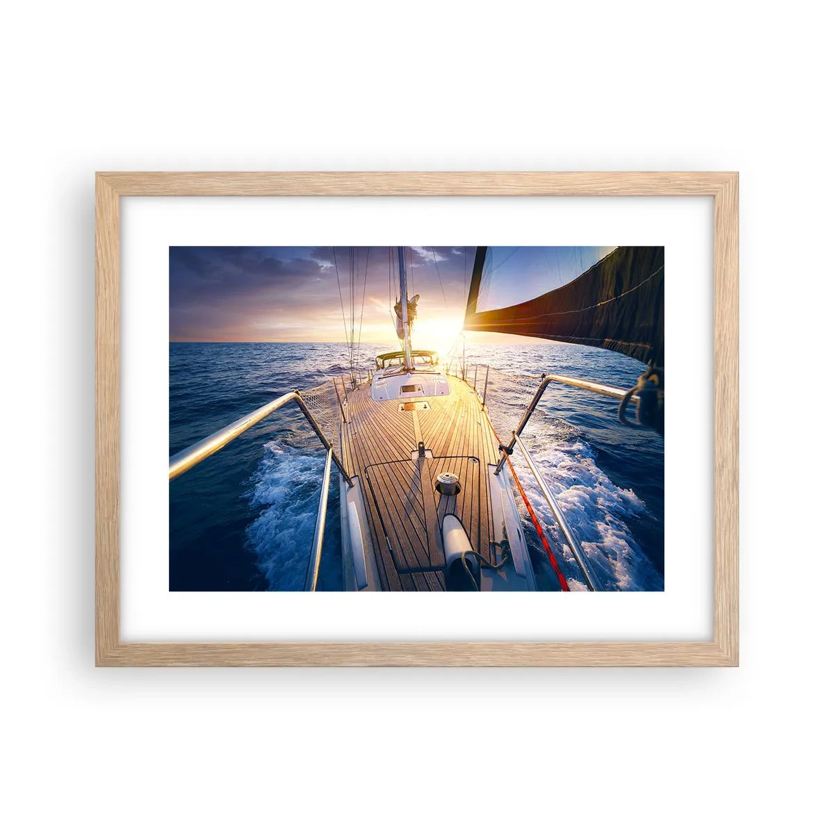 Affiche dans un chêne clair - Poster - Courir sur les vagues - 40x30 cm