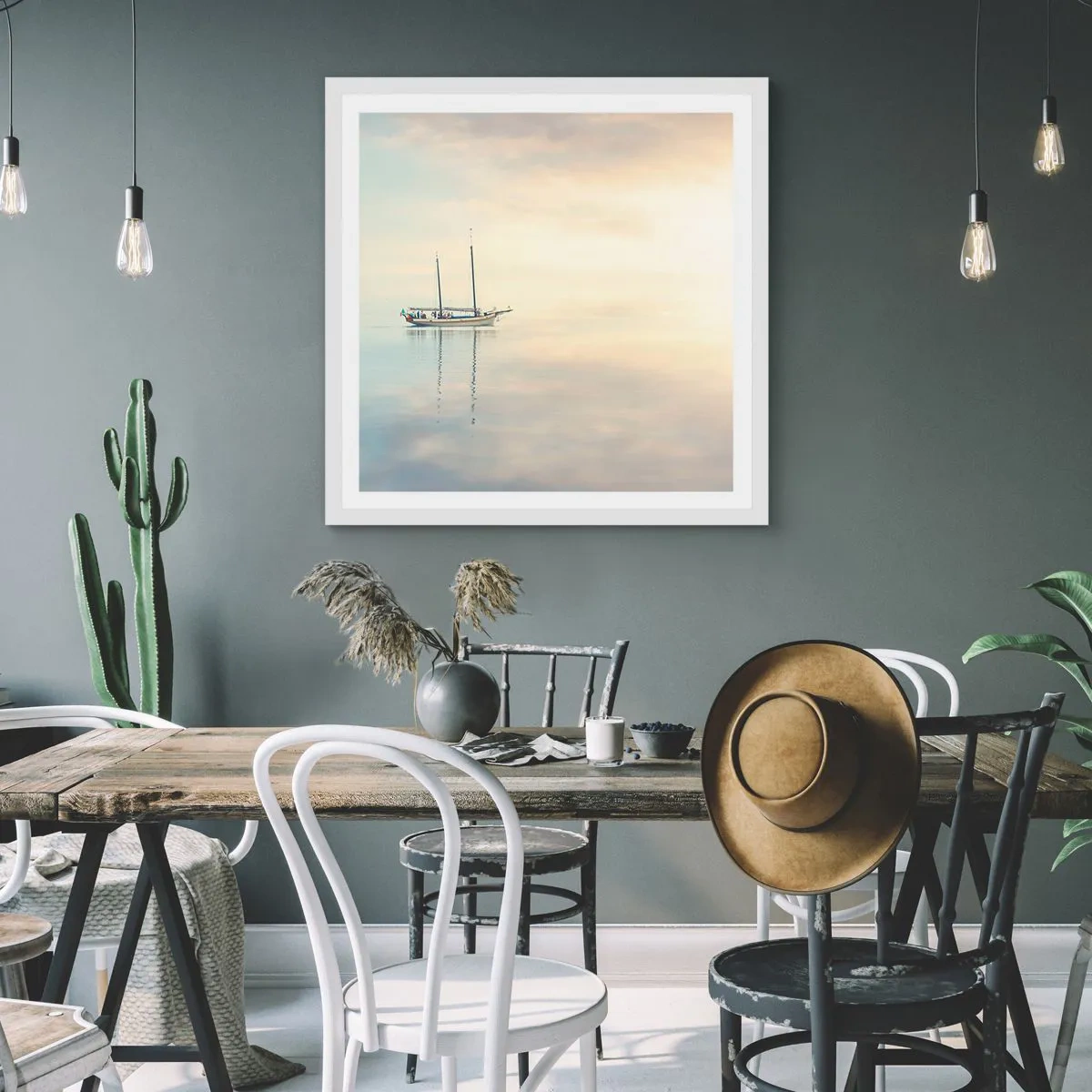 Affiche dans un cadre blanc - Poster - Dans une mer de silence - 60x60 cm