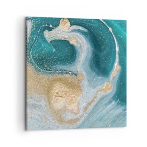 Impression sur toile - Image sur toile - Tourbillon d'or et de turquoise - 60x60 cm