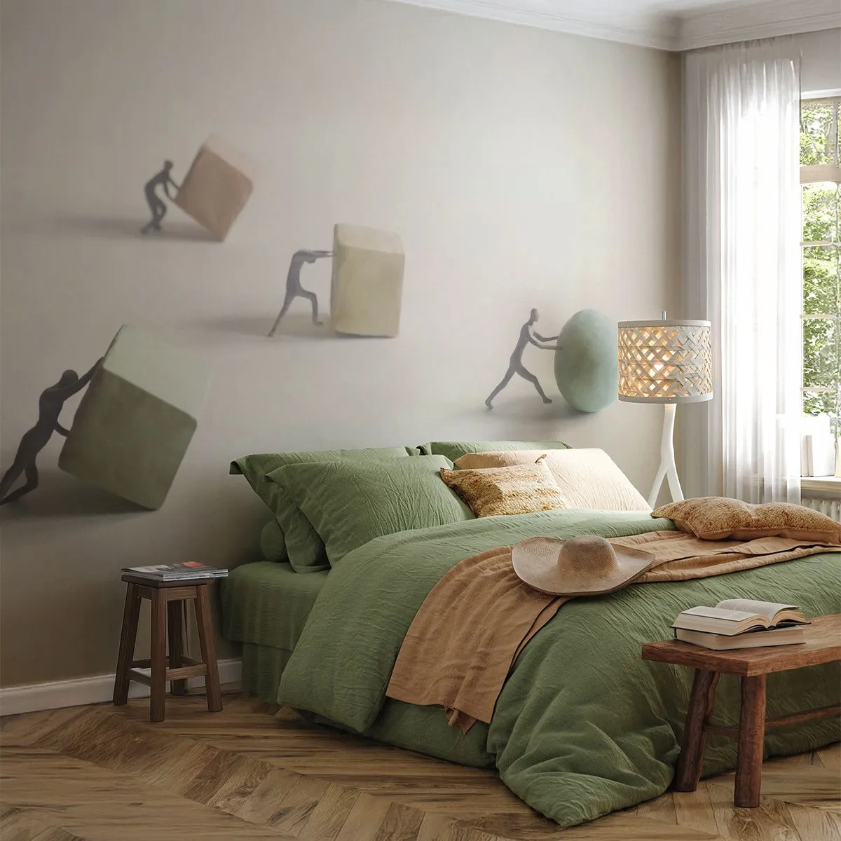 Papier Peint Photo Premium Canvas - Rien que la vie - Abstraction, Personnes, Travail - 200x140 cm