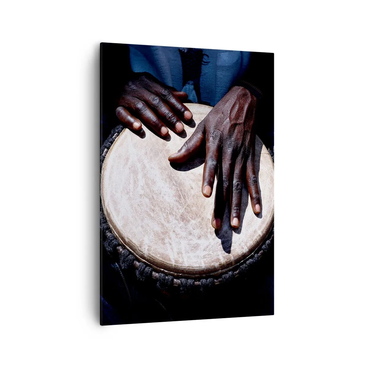 Impression sur toile - Image sur toile - Mains jouant du djembé dans une composition dynamique - 70x100cm - Vis à son rythme - Décoration murale moderne pour le salon et la chambre ARTTOR