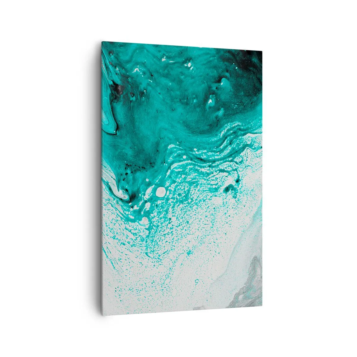 Impression sur toile - Image sur toile - Composition abstraite dans des tons turquoise sur fond blanc - 80x120cm - Se fondre dans le bleu et le turquoise - Décoration murale moderne pour le salon et la chambre ARTTOR