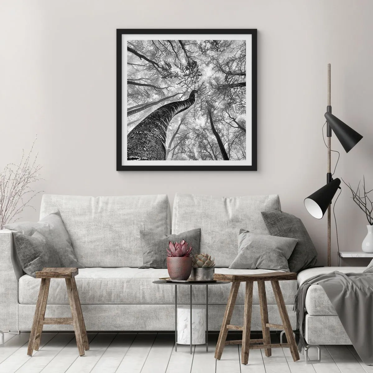 Affiche dans un cadre noir - Poster - Course vers la lumière - 50x50 cm