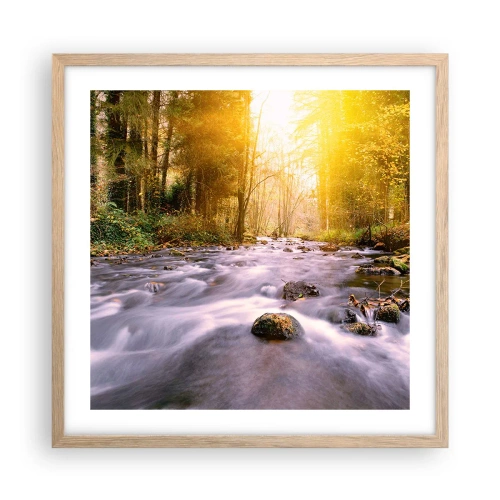 Affiche dans un chêne clair - Poster - Malachite dans un cadre argent et or - 50x50 cm