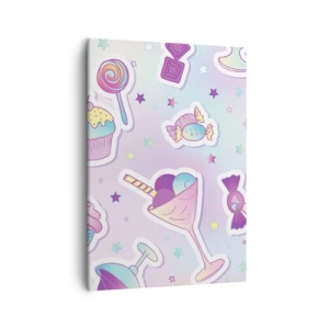 Impression sur toile - Image sur toile - Motifs pastel avec bonbons et desserts - 50x70cm - Pour que tous les jours soit un anniversaire  - Décoration murale moderne pour le salon et la chambre ARTTOR