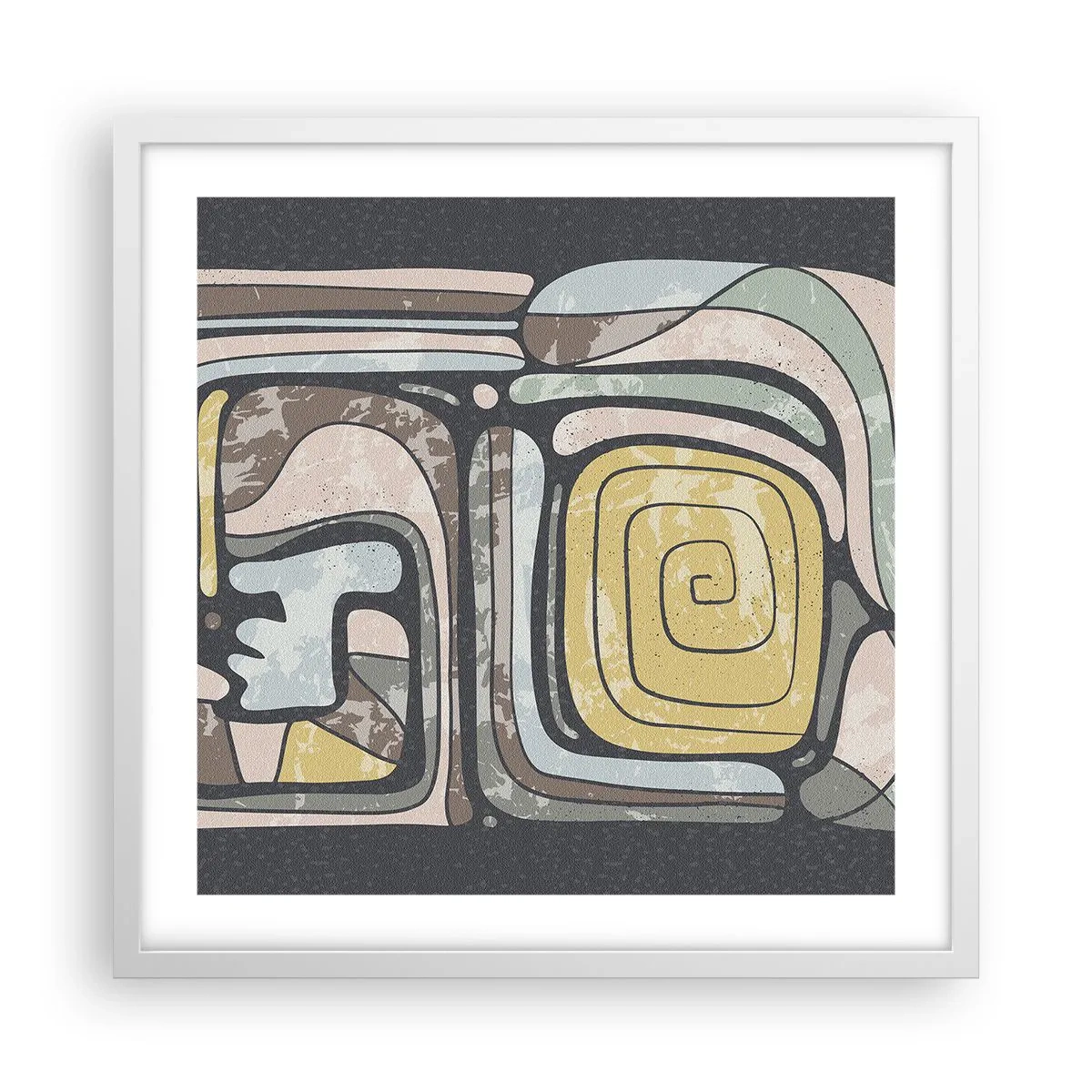 Affiche dans un cadre blanc - Poster - L'abstraction dans l'esprit précolombien - 50x50 cm