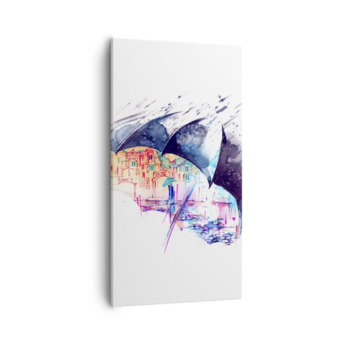 Impression sur toile - Image sur toile - Se promener sous la pluie - 55x100 cm