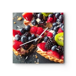 Horloge murale - Pendule murale - Tarte colorée aux fruits et à la crème - 30x30cm - Dolce vita! - Décoration murale moderne pour le salon et la chambre ARTTOR