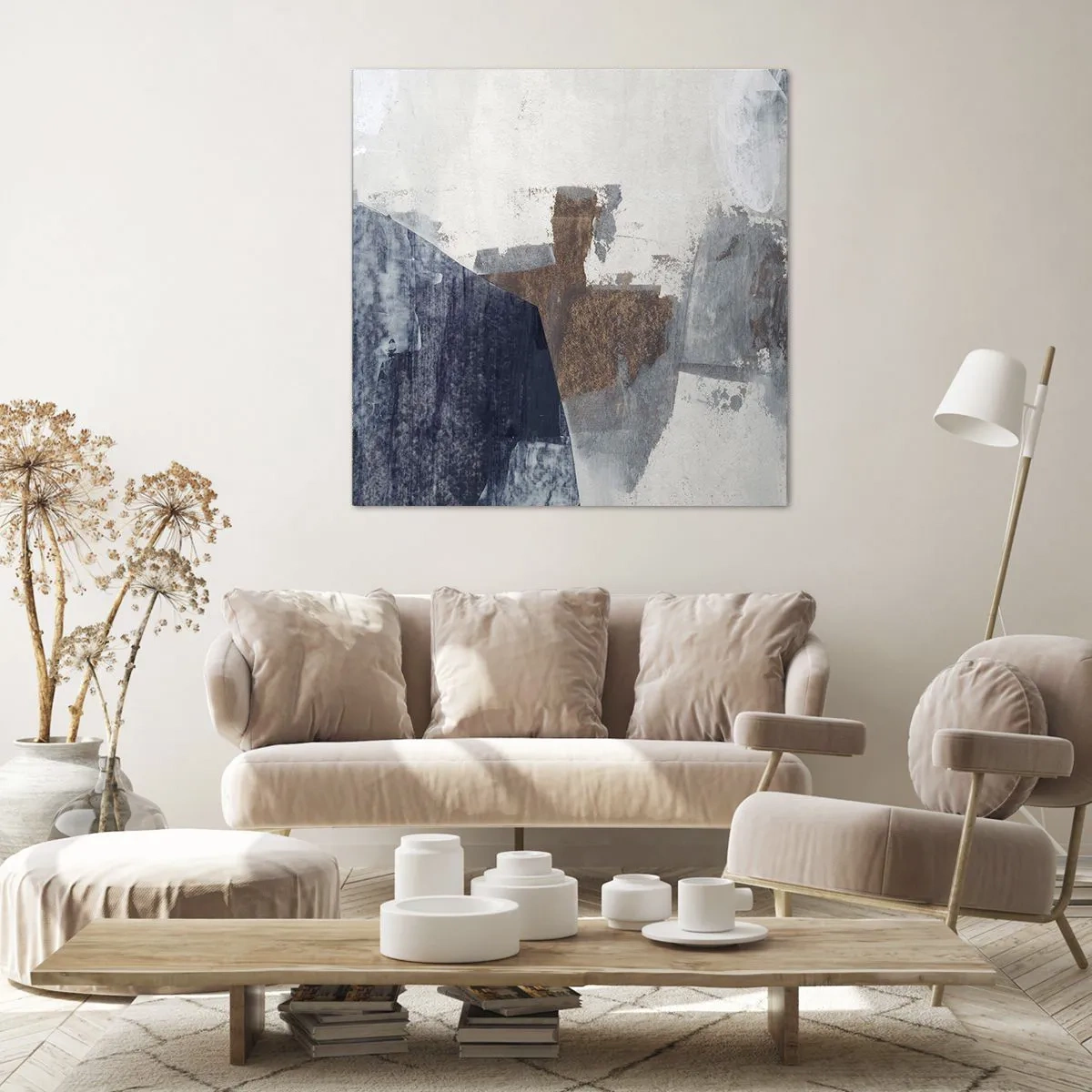 Impression sur toile - Image sur toile - Formes bleues et brunes - 30x30 cm