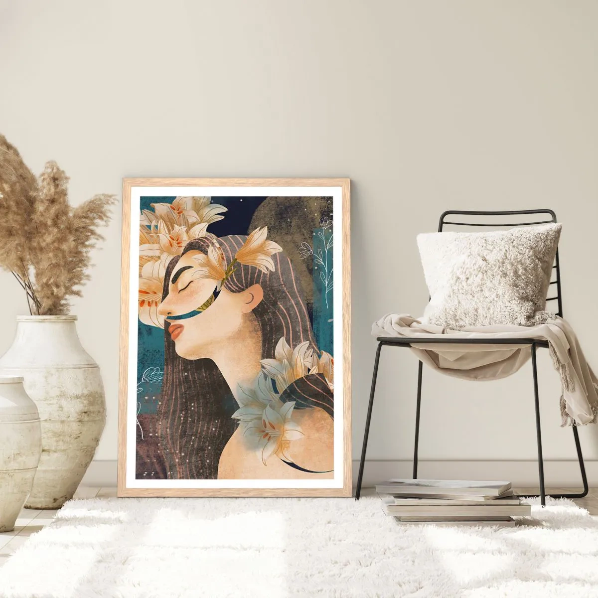 Affiche dans un chêne clair - Poster - Conte de fée sur la princesse lilas - 70x100 cm