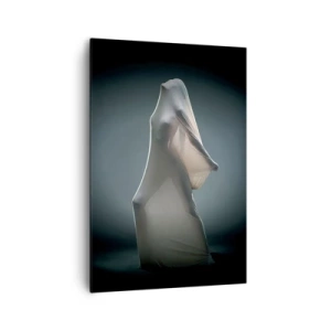 Impression sur toile - Image sur toile - Une figure en tissu blanc sur fond sombre - 70x100cm - Une soif secrète - Décoration murale moderne pour le salon et la chambre ARTTOR