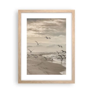 Affiche dans un chêne clair - Poster - Le bruit de la mer, le chant des oiseaux - 30x40 cm