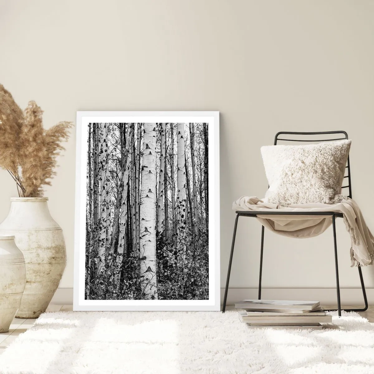 Affiche dans un cadre blanc - Poster - Enchevêtrement de bouleau - 40x50 cm