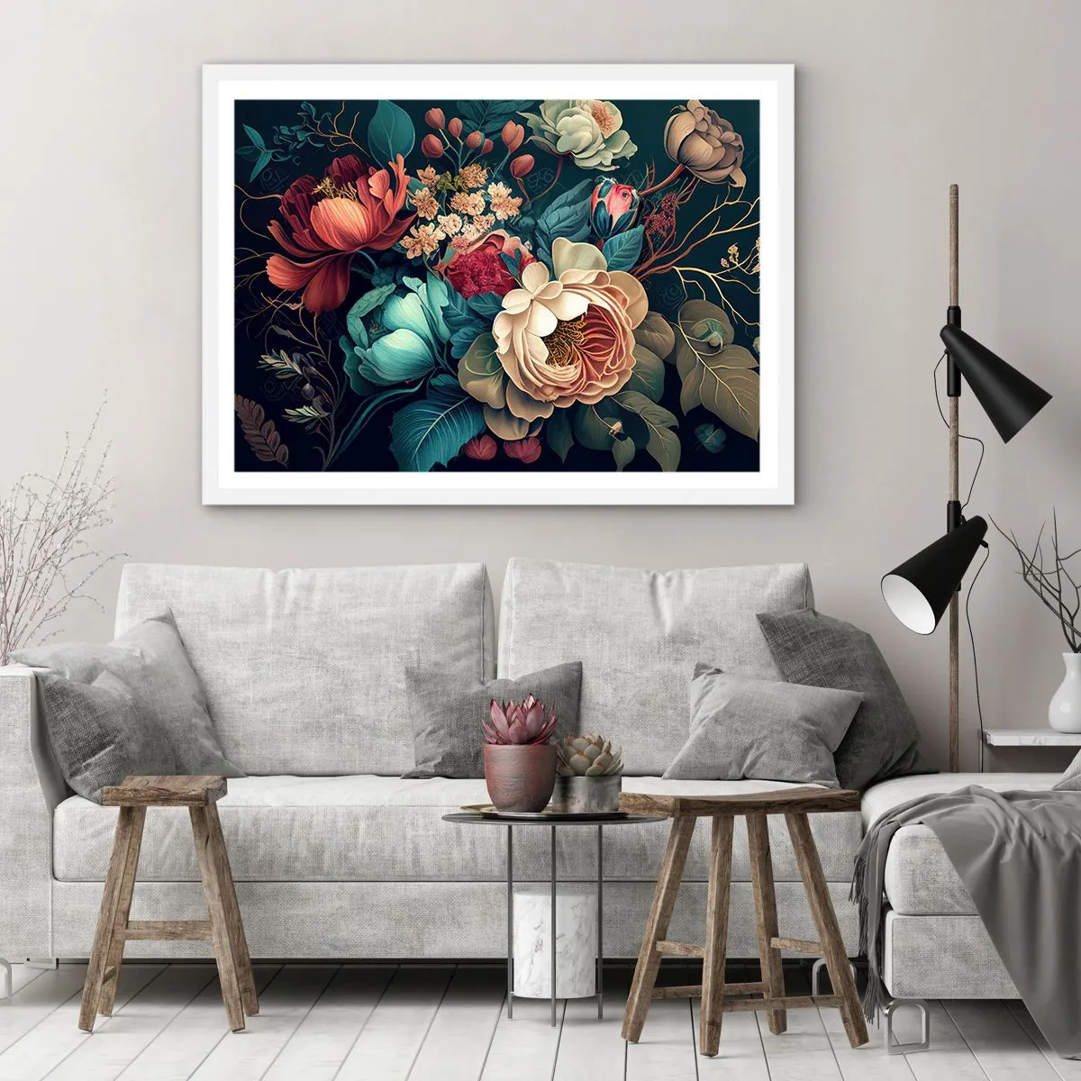 Affiche dans un cadre blanc - Poster - le charme du 19ème siècle - 100x70 cm