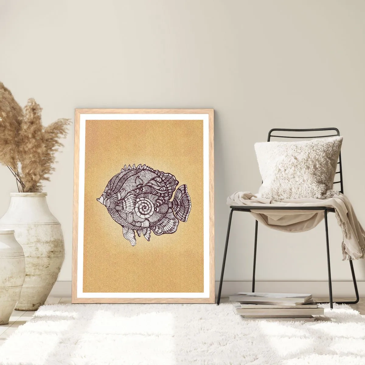 Affiche dans un chêne clair - Poster - D'un océan d'ornements - 30x40 cm