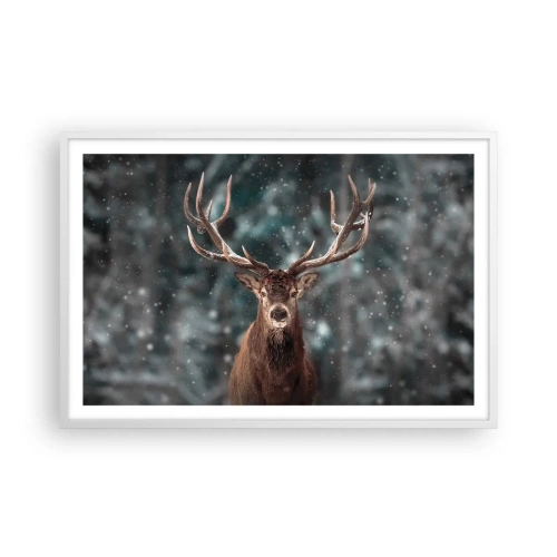 Affiche dans un cadre blanc - Poster - Roi de la forêt couronné - 91x61 cm