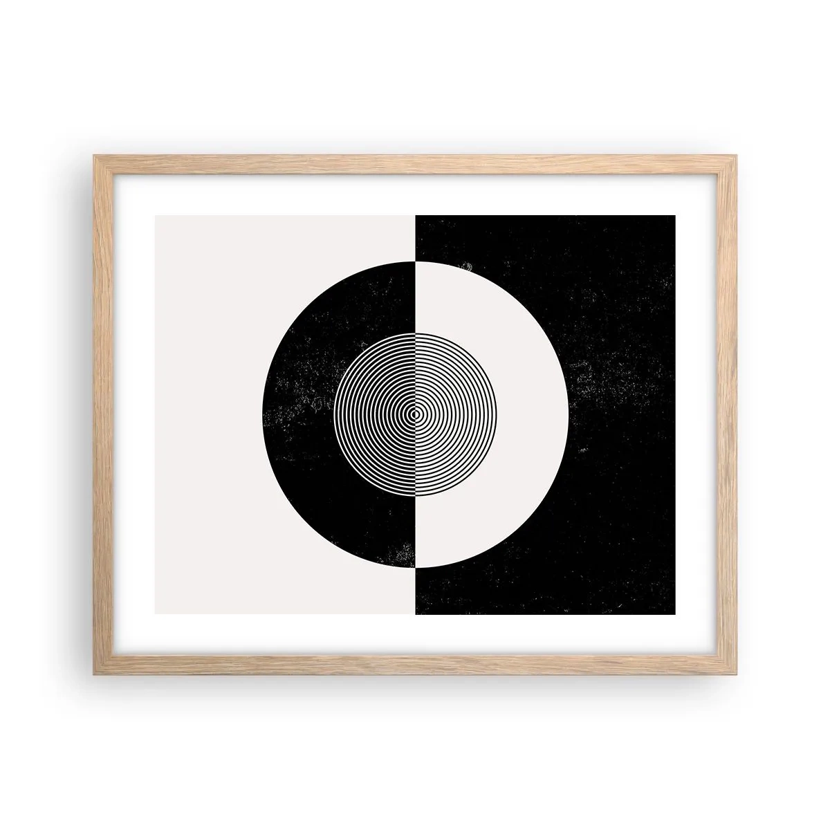 Affiche dans un chêne clair - Poster - Harmonie de noir et blanc - 50x40 cm