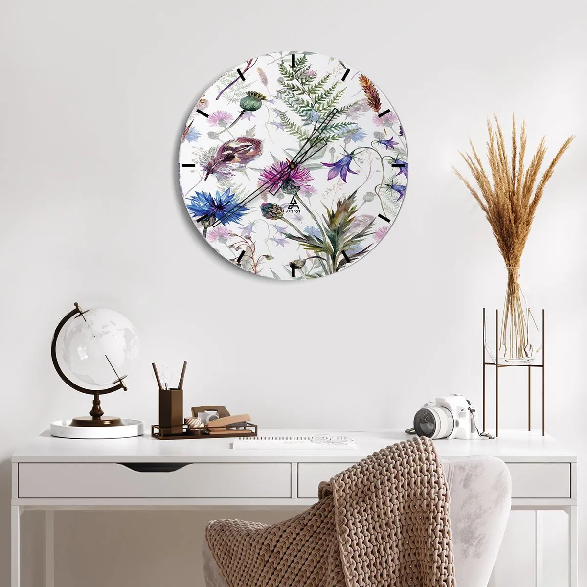 Horloge murale - Pendule murale - Herbier polonais - 30x30 cm