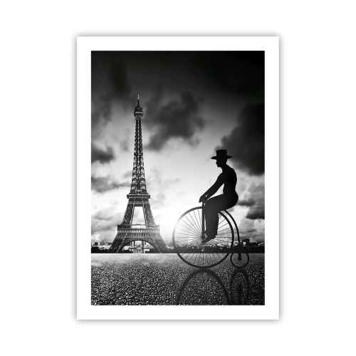 Affiche - Poster - Silhouette d'un cycliste sur fond de tour Eiffel - 50x70cm - Nostalgie de la Belle Epoque - Décoration murale moderne pour le salon et la chambre ARTTOR