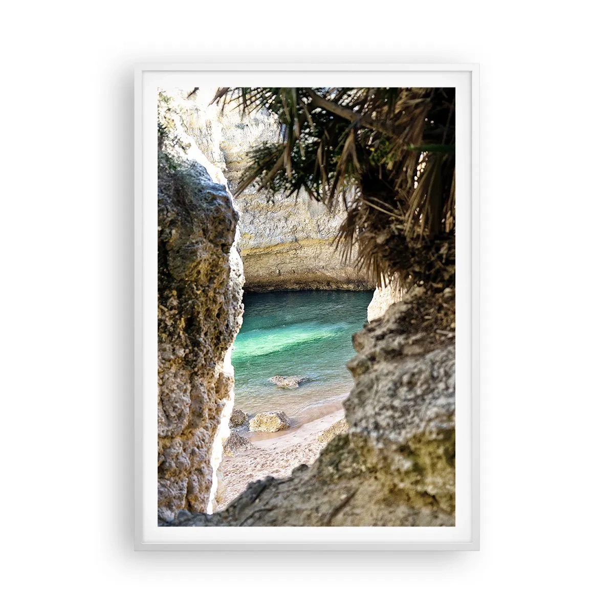 Affiche dans un cadre blanc - Poster - Baie turquoise - 70x100 cm