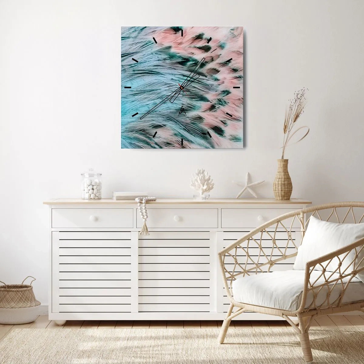 Horloge murale - Pendule murale - Duvet rose saphir - 40x40 cm