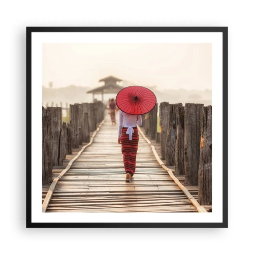 Affiche dans un cadre noir - Poster - Sur le vieux pont - 60x60 cm