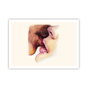 Affiche - Poster - Une aquarelle représentant un gros plan d'un visage - 100x70cm - Comme le jour et la nuit, la terre et le ciel - Décoration murale moderne pour le salon et la chambre ARTTOR