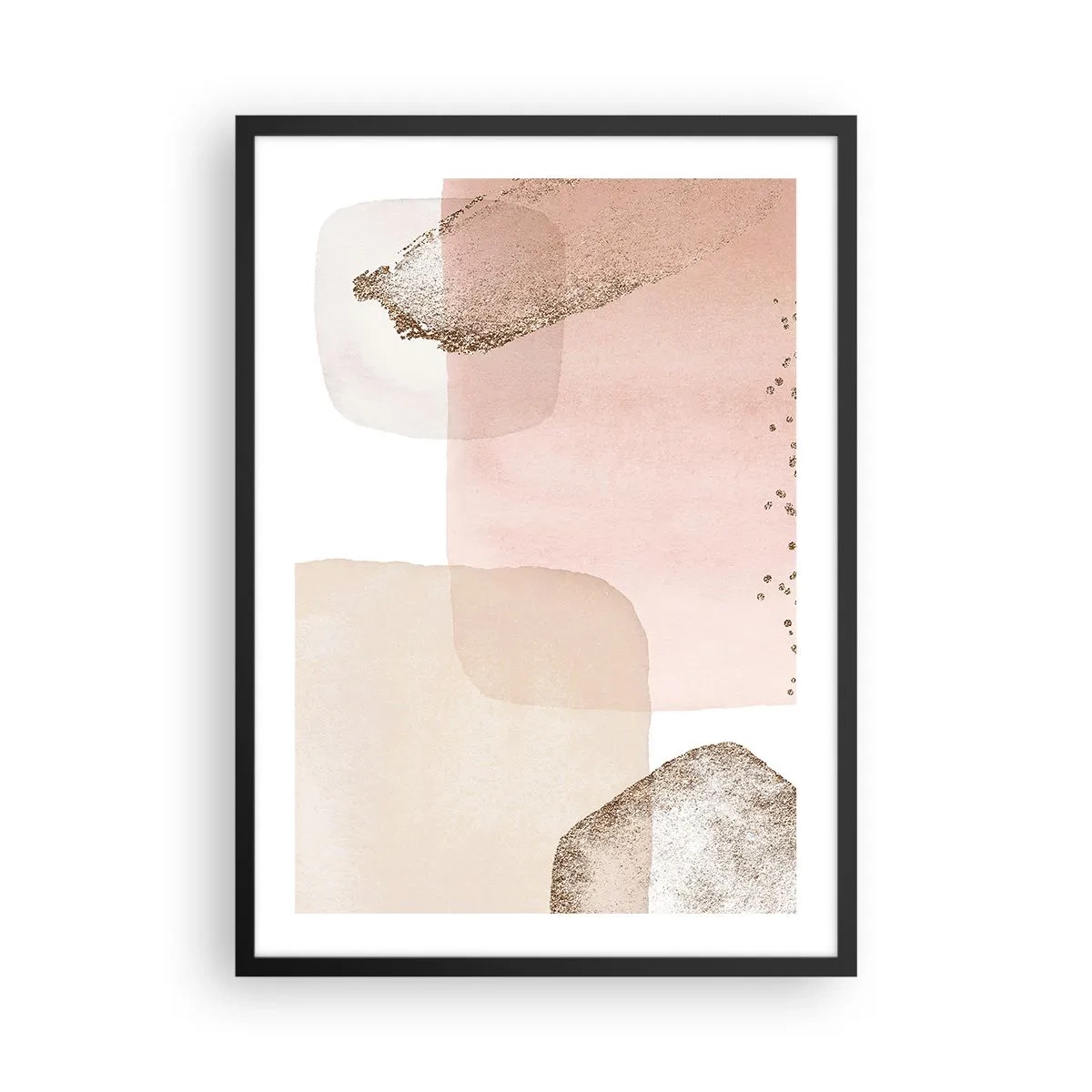 Affiche dans un cadre noir - Poster - Formes pastel avec un délicat accent doré - 50x70cm - Regard à travers la couleur - Décoration murale moderne pour le salon et la chambre ARTTOR