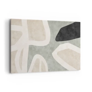 Impression sur toile - Image sur toile - Formes abstraites aux couleurs tamisées - 100x70cm - Composition pour motif noir - Décoration murale moderne pour le salon et la chambre ARTTOR