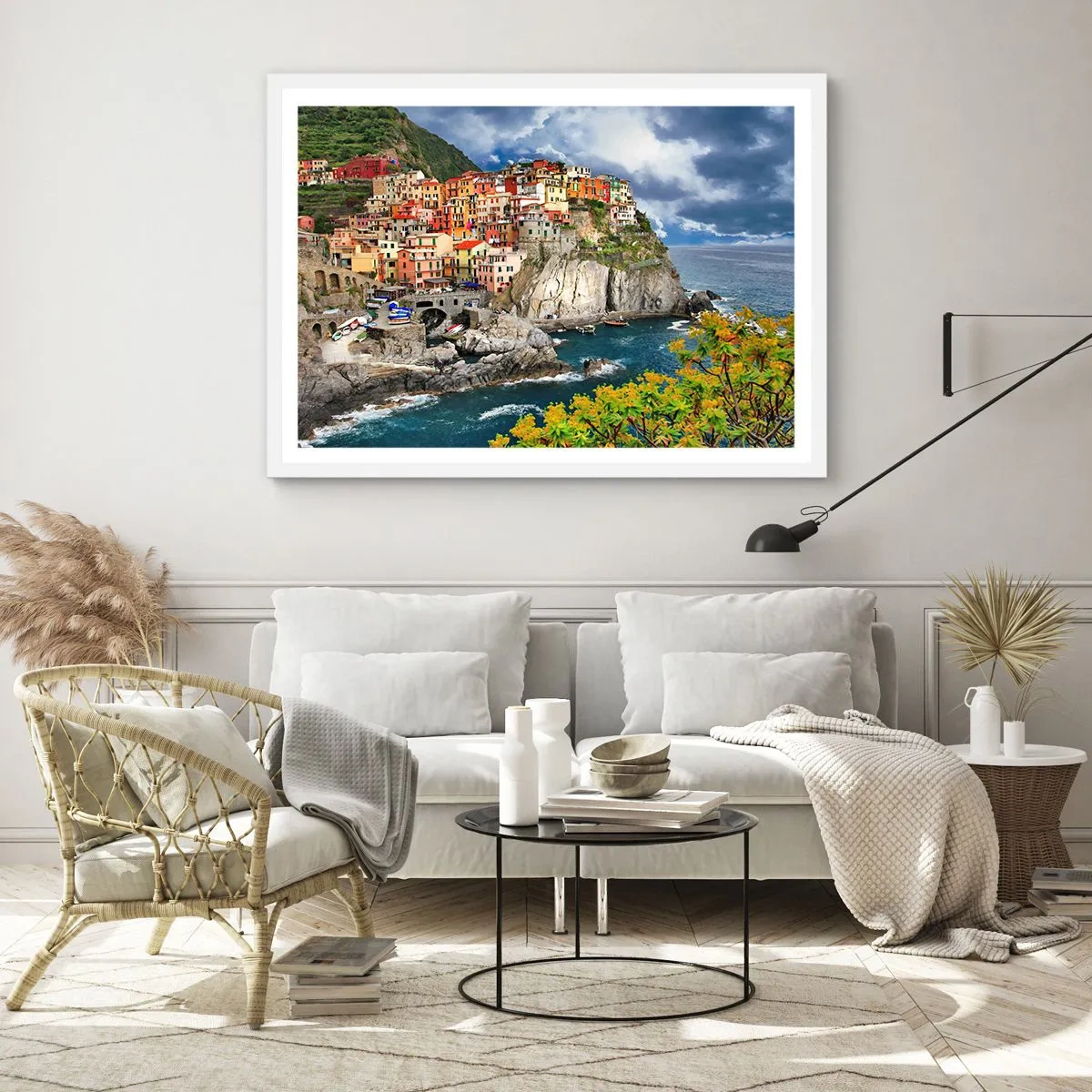 Affiche dans un cadre blanc - Poster - Un groupe embrassant les rochers - 91x61 cm