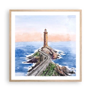 Affiche dans un chêne clair - Poster - Face à la mer - 60x60 cm