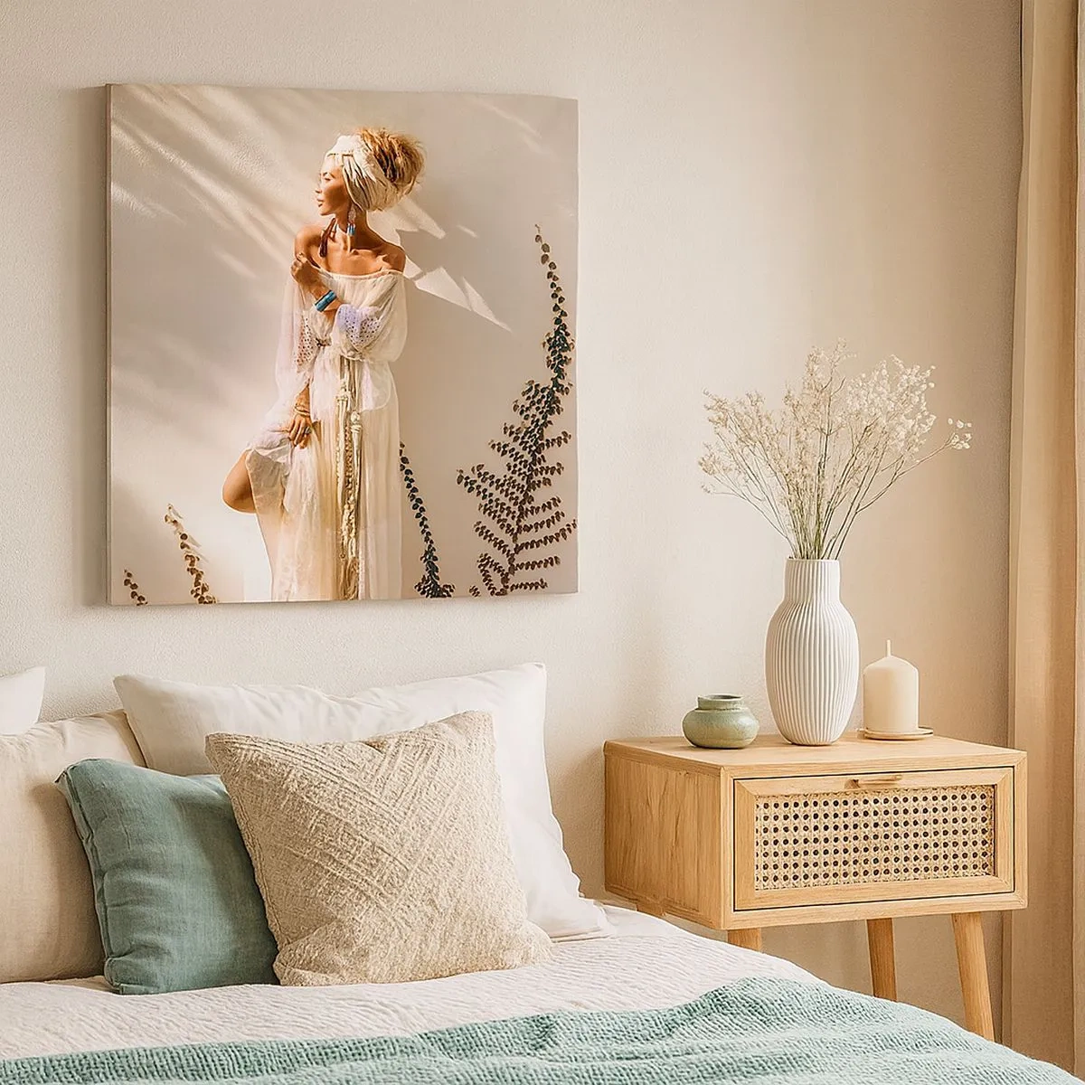 Impression sur toile - Image sur toile - Le soleil et la fille - 30x30 cm