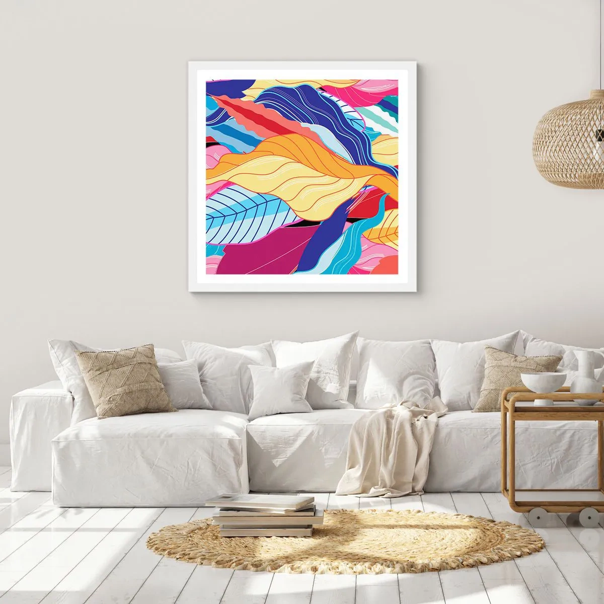 Affiche dans un cadre blanc - Poster - Un désordre coloré - 60x60 cm