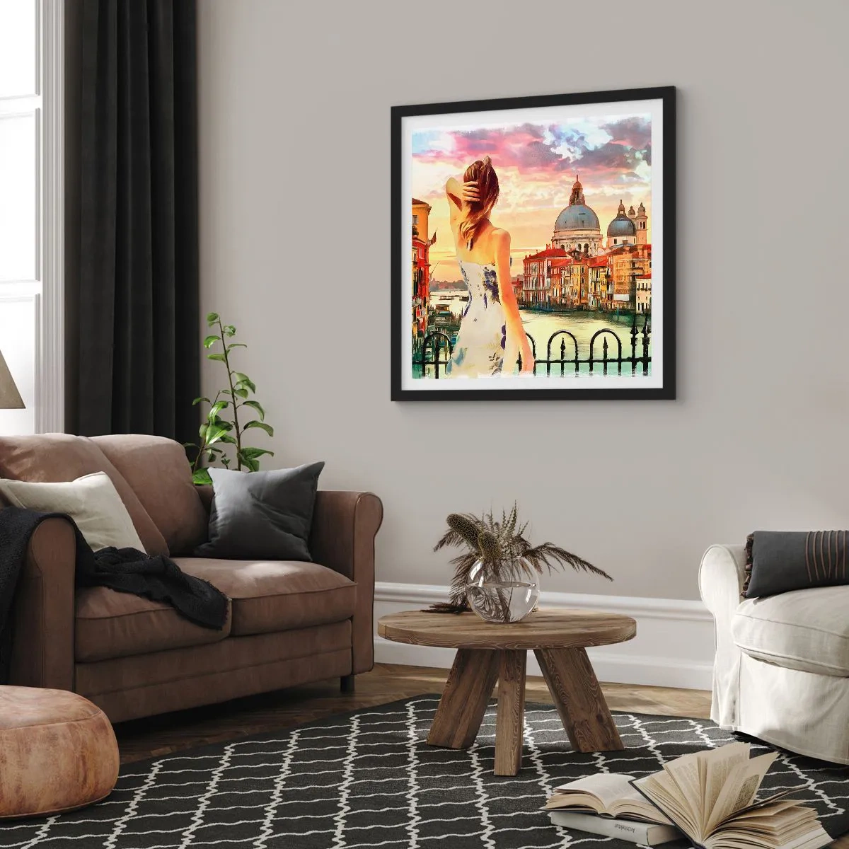 Affiche dans un cadre noir - Poster - Pour une aventure c'est uniquement dans ... - 60x60 cm