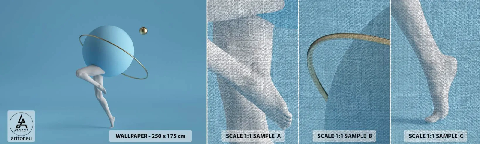 Échantillon de Papier Peint Premium Canvas - Et les planètes deviennent folles - Abstraction, Jambes, Tridimensionnel - 100x30 cm