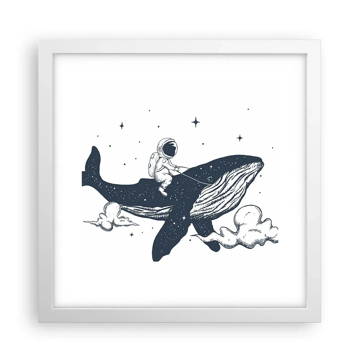 Affiche dans un cadre blanc - Poster - Aventure spatiale - 30x30 cm