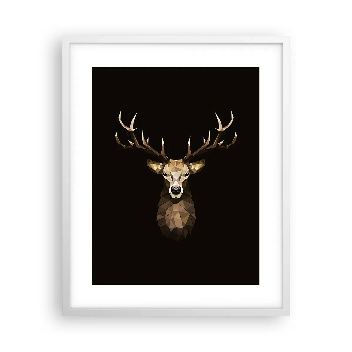 Affiche dans un cadre blanc - Poster - Cerf cubique - 40x50 cm