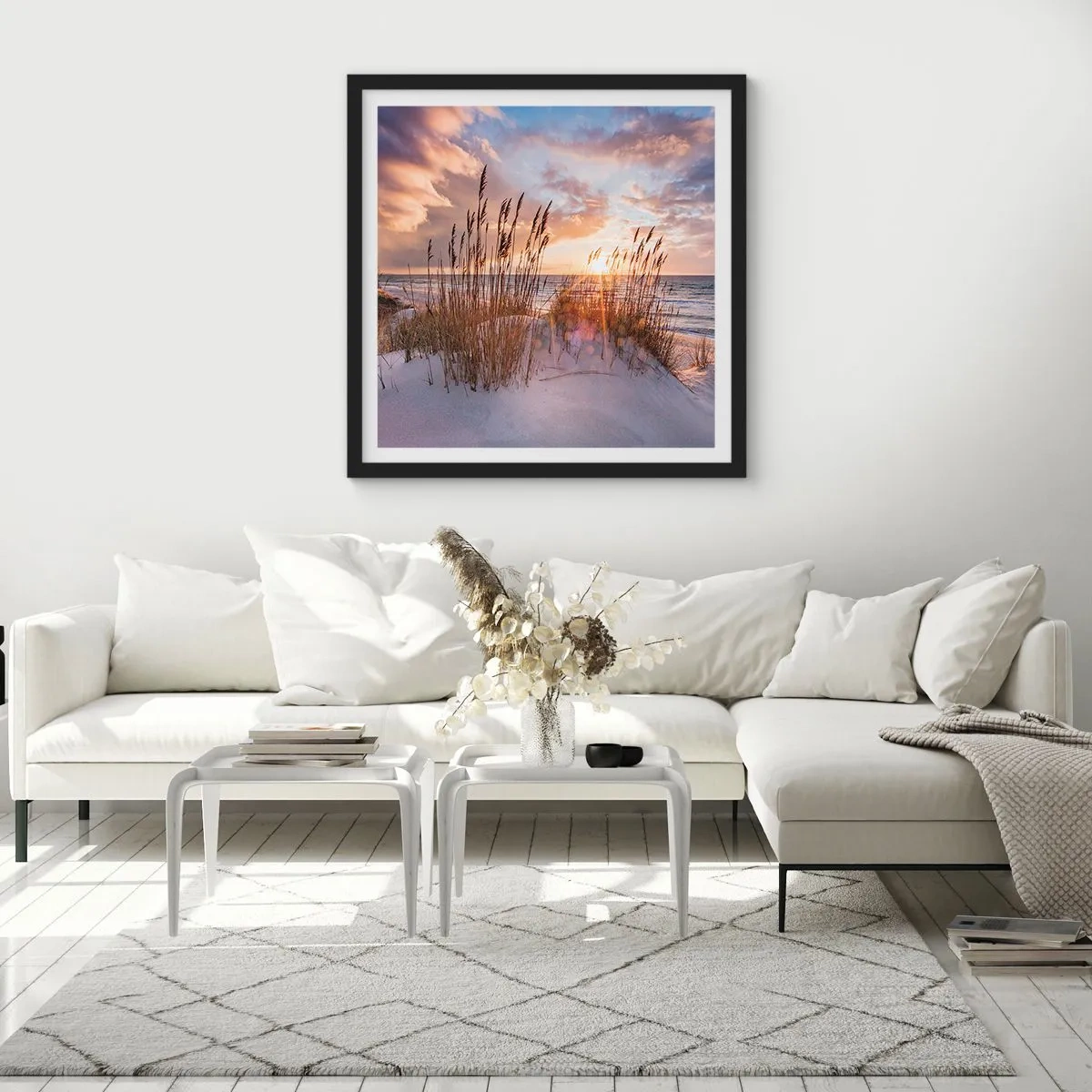 Affiche dans un cadre noir - Poster - Salutations du soleil et du vent - 30x30 cm