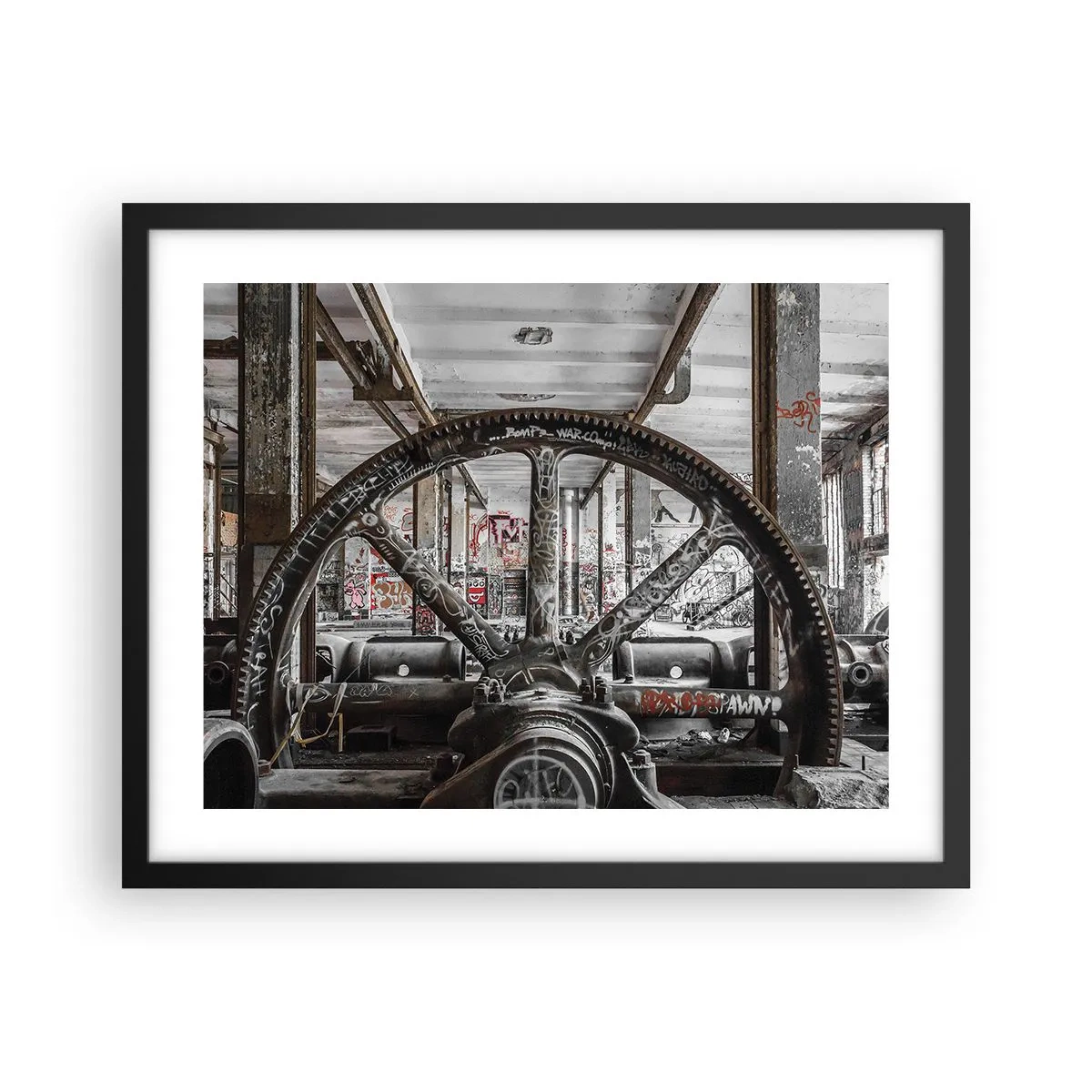 Affiche dans un cadre noir - Poster - Vie secrète d'une usine - 50x40 cm