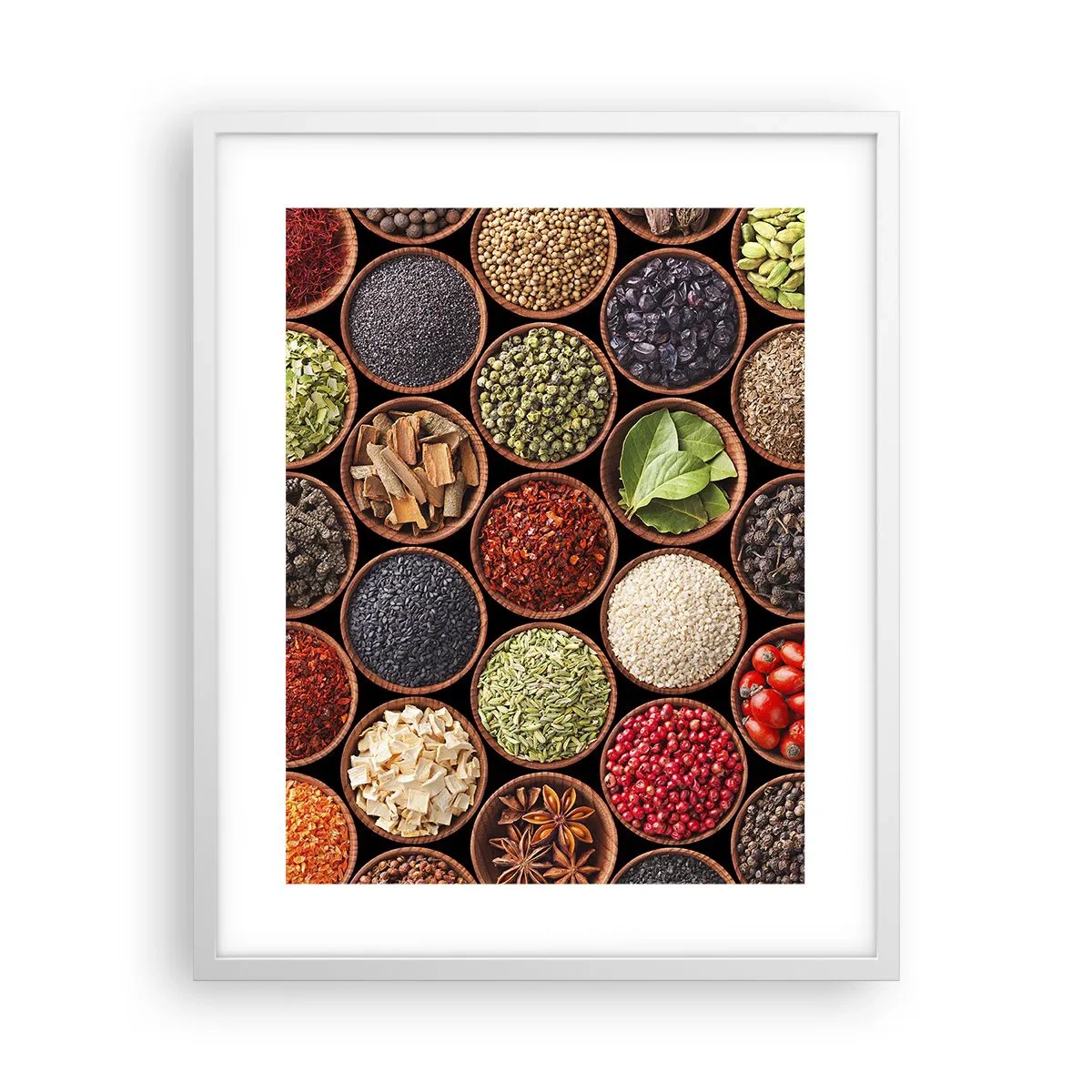 Affiche dans un cadre blanc - Poster - Toutes les saveurs du monde - 40x50 cm
