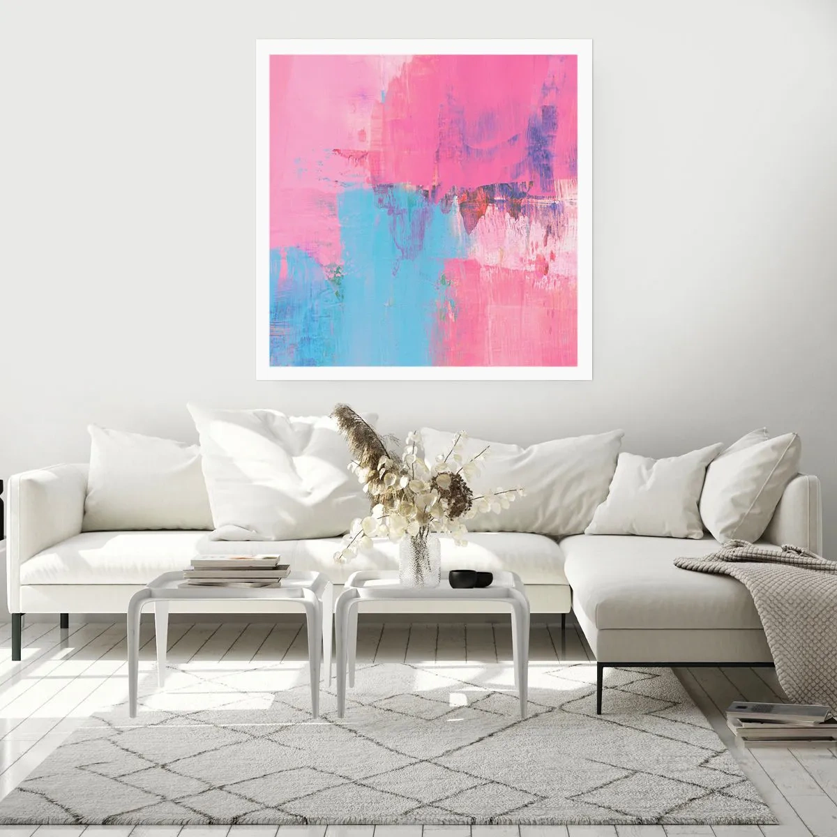 Affiche - Poster - Du rose, du bleu et une pincée de lumière - 50x50 cm