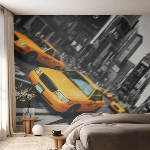 Papier peint sur mesure Premium Sand - Gouttes de soleil New-Yorkaise - Ville, Ney York, Taxi