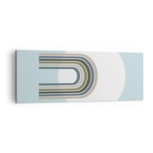 Impression sur toile - Image sur toile - Une composition minimaliste avec un cercle et des lignes sur un fond pastel. - 140x50cm - Attraction irrésistible - Décoration murale moderne pour le salon et la chambre ARTTOR