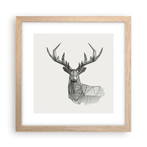 Affiche dans un chêne clair - Poster - Cerf dans un style cubique - 30x30 cm