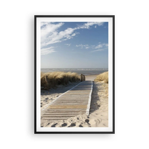Affiche dans un cadre noir - Poster - Derrière la dune, dans le bruissement de l'herbe - 61x91 cm