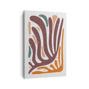 Impression sur toile - Image sur toile - Motif organique aux lignes rayonnantes dans des tons chauds - 70x100cm - Composition organique rayonnante - Décoration murale moderne pour le salon et la chambre ARTTOR