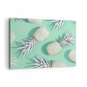 Impression sur toile - Image sur toile - Ananas blancs sur fond pastel dans un style minimaliste - 100x70cm - Ils se combinent très bien avec la menthe - Décoration murale moderne pour le salon et la chambre ARTTOR