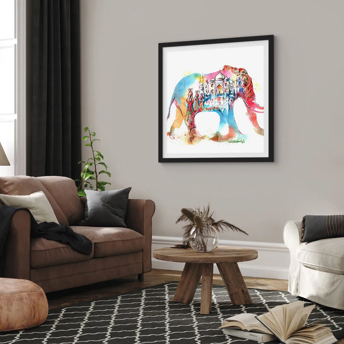 Affiche dans un cadre noir - Poster - Inde - l'aura de l'amour - 40x40 cm