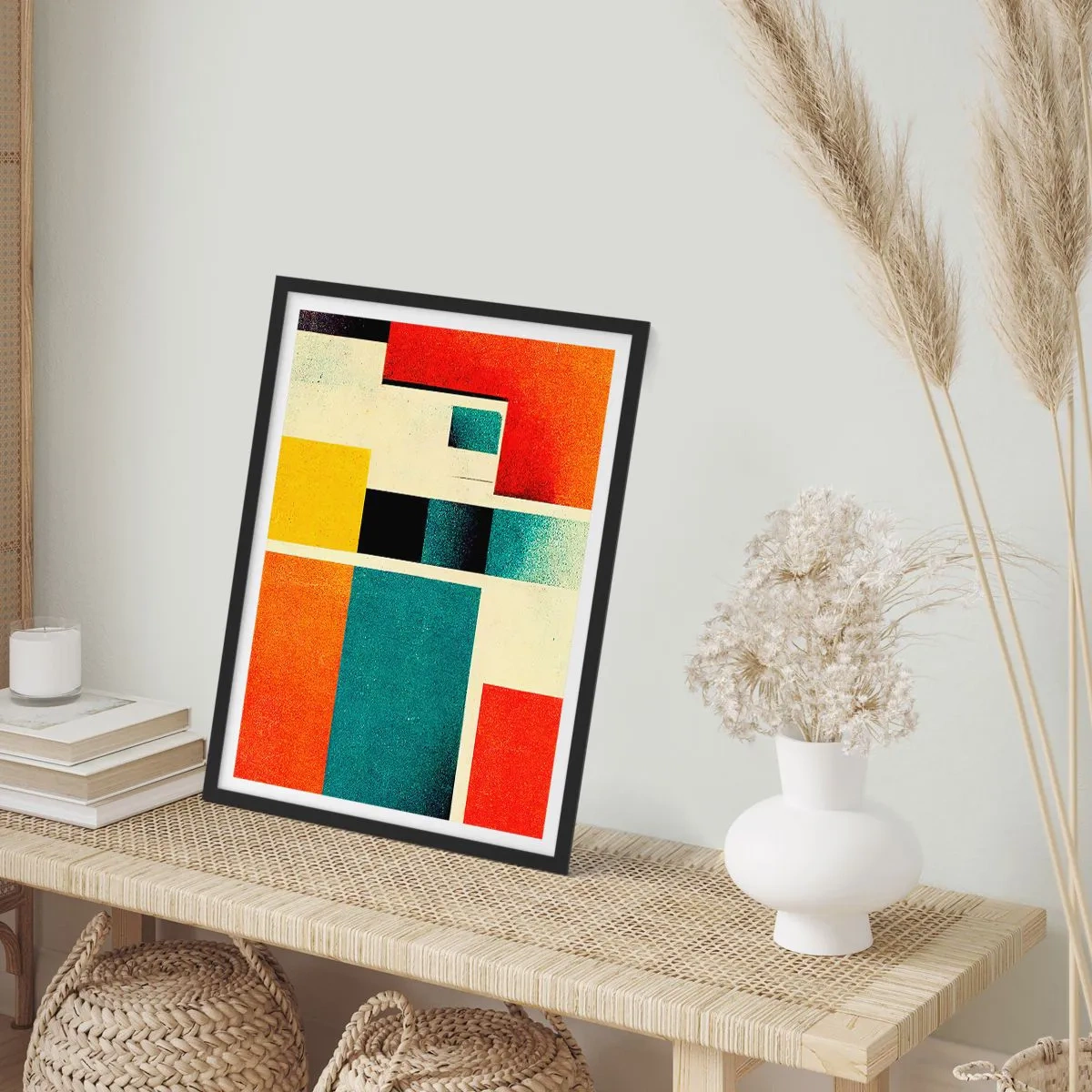 Affiche dans un cadre noir - Poster - Abstraction géométrique – bonne énergie - 61x91 cm