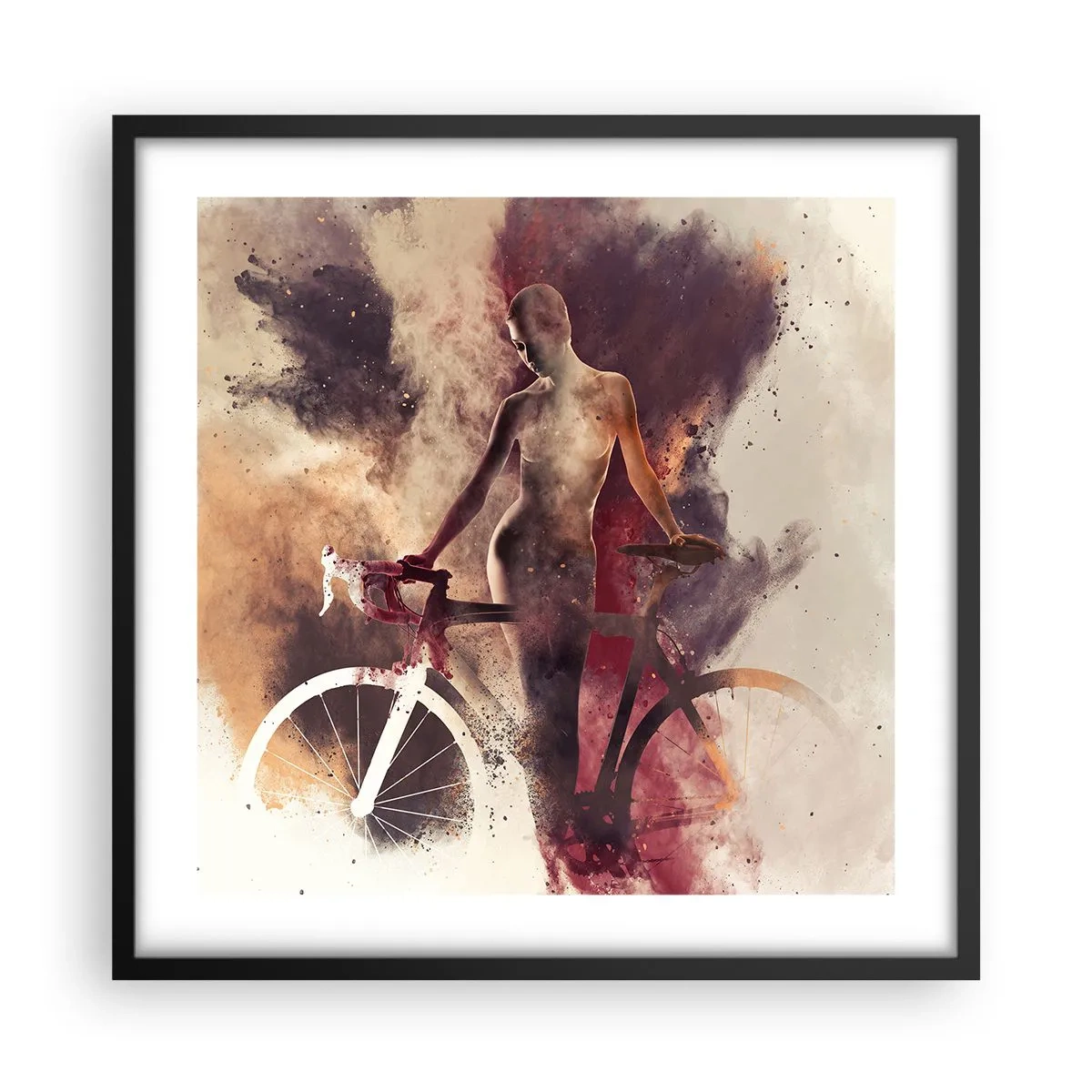 Affiche dans un cadre noir - Poster - Une âme de vélo aux formes marbrées - 50x50 cm